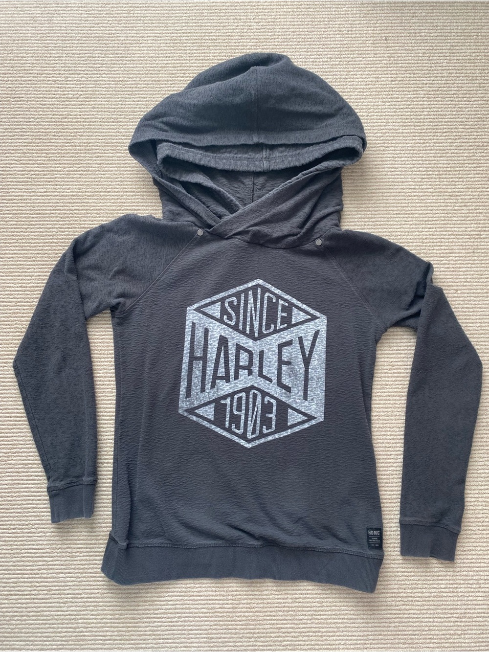 Harley-Davidson Gray Hoodie Double Hood Motorcycle Women’s Size Small